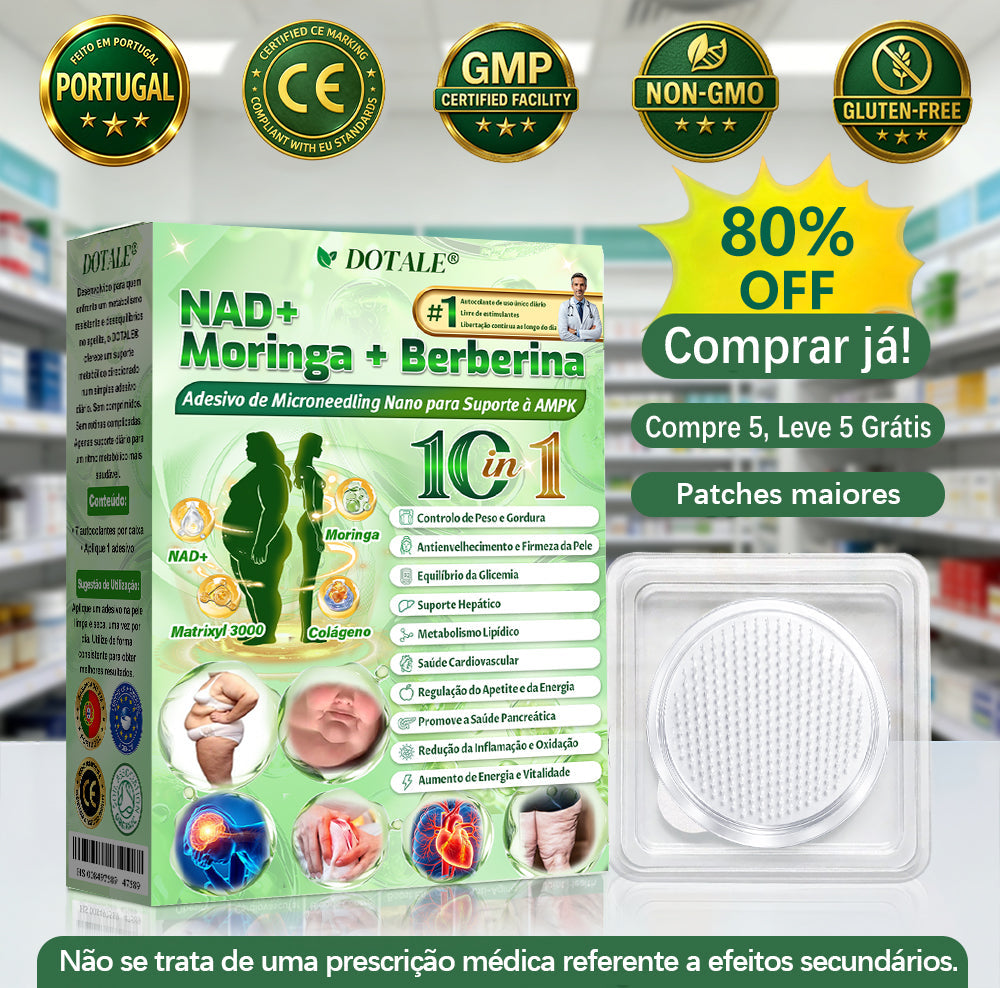 DOTALE® NAD+ Moringa Berberina AMPK | Adesivo Nano Microagulhas ✅ 1x/dia | Resultados visíveis em 7 dias