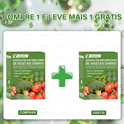 🥦 Loja Oficial | IOWOL® Patch Metabólico de Vegetais DiárioReúne extratos orgânicos e fitonutrientes de 39 vegetais e plantas verdes.Auxilia a desintoxicação, digestão e reinício metabólico, além de elevar a energia e o bem-estar diário.